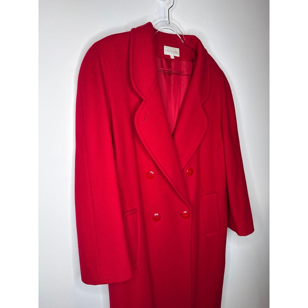 1980s Casual Corner Red Wool Long Coat Made in USA medium - Large - Picture 11 of 16